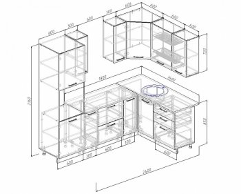 Угловой кухонный гарнитур Жемчуг 2400х1600 мм в Новоуральске - novouralsk.mebel-e96.ru