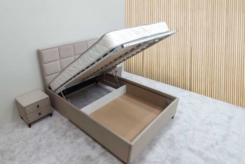 Кровать с подъемным механизмом Мега беж (Лин) в Новоуральске - novouralsk.mebel-e96.ru