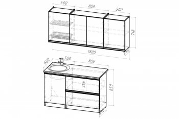 Кухонный гарнитур Адажио макси 1800 мм (Герда) в Новоуральске - novouralsk.mebel-e96.ru