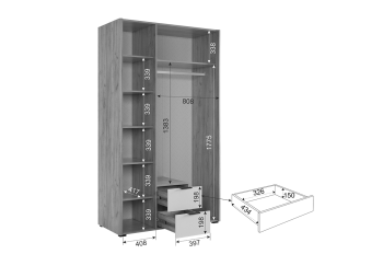 Шкаф 1260 мм с зеркалом Адам графит (Мебельсон) в Новоуральске - novouralsk.mebel-e96.ru