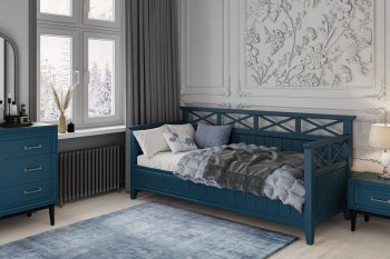 Кровать из массива Амелия сапфир без ящиков (БМ) в Новоуральске - novouralsk.mebel-e96.ru