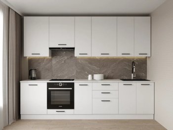 Кухонный гарнитур высокий Белый глянец 3000 мм МДФ (Санвут) в Новоуральске - novouralsk.mebel-e96.ru