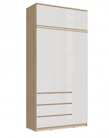Шкаф 1200 мм Челси с антресолью, сонома/белый (Миф) в Новоуральске - novouralsk.mebel-e96.ru
