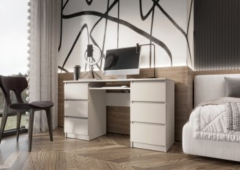 Письменный стол Челси 6 ящиков кашемир (Миф) в Новоуральске - novouralsk.mebel-e96.ru