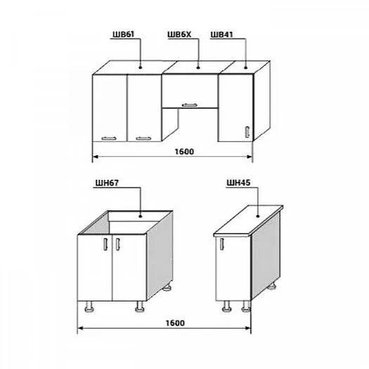 Кухонный гарнитур Диана-4У Лофт 1600 мм в Новоуральске - novouralsk.mebel-e96.ru