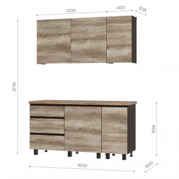 Кухонный гарнитур Энигма 1600 мм (БТС) в Новоуральске - novouralsk.mebel-e96.ru