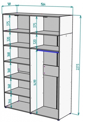 Шкаф 1564 мм Erik H318 + Антресоль HA4 (Графит) в Новоуральске - novouralsk.mebel-e96.ru