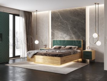 Кровать парящая Флэш крафт/грин (Миф) в Новоуральске - novouralsk.mebel-e96.ru