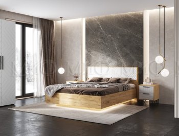 Кровать парящая Флэш крафт/белый (Миф) в Новоуральске - novouralsk.mebel-e96.ru