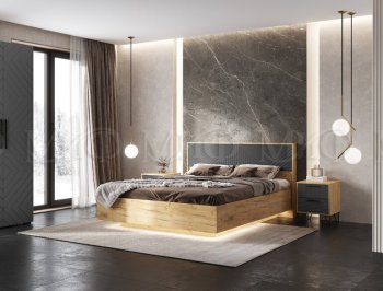 Кровать парящая Флэш крафт/графит(Миф) в Новоуральске - novouralsk.mebel-e96.ru