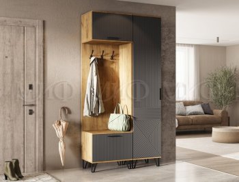Прихожая Флэш комп. 3, крафт/графит (Миф) в Новоуральске - novouralsk.mebel-e96.ru