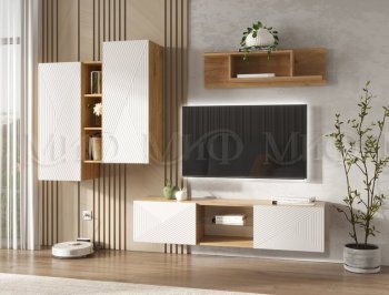 Стенка Флэш крафт/белый (Миф) в Новоуральске - novouralsk.mebel-e96.ru