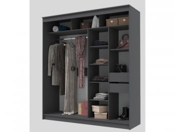 Шкаф-купе 2000 мм Гранд-1 ЛДСП/Зеркало, графит (Эра) в Новоуральске - novouralsk.mebel-e96.ru
