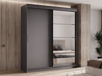 Шкаф-купе 2000 мм Гранд-1 ЛДСП/Зеркало, графит (Эра) в Новоуральске - novouralsk.mebel-e96.ru