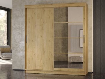 Шкаф-купе 2000 мм Гранд-1 ЛДСП/Зеркало, дуб вотан (Эра) в Новоуральске - novouralsk.mebel-e96.ru