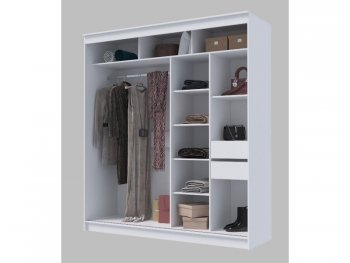 Шкаф-купе 2000 мм Гранд-1 ЛДСП/Зеркало, Белый (Эра) в Новоуральске - novouralsk.mebel-e96.ru