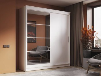 Шкаф-купе 2000 мм Гранд-1 ЛДСП/Зеркало, Белый (Эра) в Новоуральске - novouralsk.mebel-e96.ru