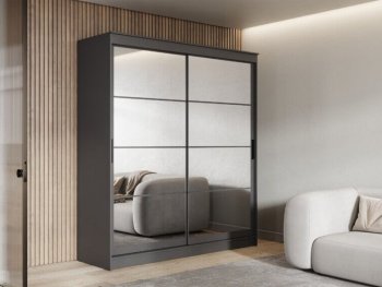 Шкаф-купе 2000 мм Гранд-1 зеркало/зеркало, графит (Эра) в Новоуральске - novouralsk.mebel-e96.ru