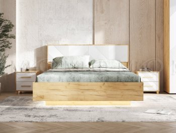 Кровать парящая Ирис крафт/белый с подсветкой (Миф) в Новоуральске - novouralsk.mebel-e96.ru