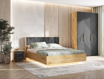 Кровать парящая Ирис крафт/графит(Миф) в Новоуральске - novouralsk.mebel-e96.ru