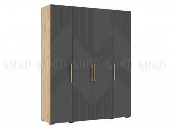 Шкаф 1800 мм Ирис с антресолью крафт/графит (Миф) в Новоуральске - novouralsk.mebel-e96.ru