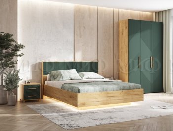 Кровать парящая Ирис крафт/грин (Миф) в Новоуральске - novouralsk.mebel-e96.ru