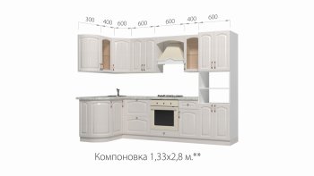 Кухонный гарнитур Кантри 1330*2800 мм в Новоуральске - novouralsk.mebel-e96.ru