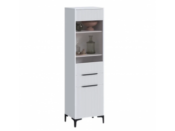 Пенал 550 мм со стеклом Кимберли белый (Handis) в Новоуральске - novouralsk.mebel-e96.ru