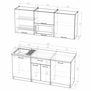 Кухонный гарнитур Лариса макси 1 1800 мм (Герда) в Новоуральске - novouralsk.mebel-e96.ru