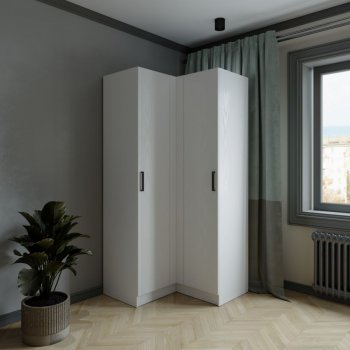 Шкаф угловой Ларс (угол прямой), Белый (Микон) в Новоуральске - novouralsk.mebel-e96.ru