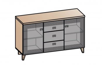 Комод 2дв, 3ящ Лежер КМ-3103 дуб серый/холст вулканический(СанТан) в Новоуральске - novouralsk.mebel-e96.ru