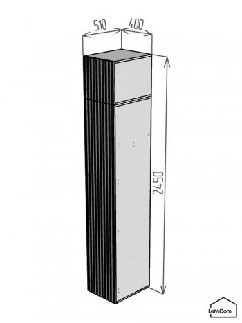 Шкаф с антресолью 400 мм Linnea MHR-1A-2 2450х400х510 (Графит-М 11.1.25) в Новоуральске - novouralsk.mebel-e96.ru