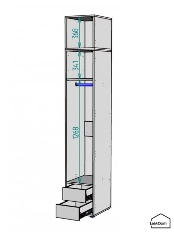 Шкаф с антресолью 400 мм Linnea MHR-1A-3 2450х400х510 (Графит-М 11.1.25) в Новоуральске - novouralsk.mebel-e96.ru