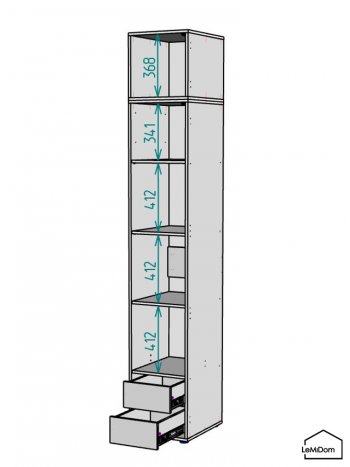 Шкаф с антресолью 400 мм Linnea MHR-1A-4 2450х400х510 (Графит-М 11.1.25) в Новоуральске - novouralsk.mebel-e96.ru