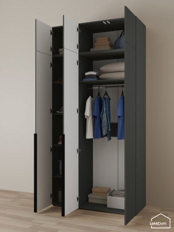 Шкаф с антресолью 1200 мм Linnea MHR-3A-1 2450х1200х510 (Графит-М 11.1.25) в Новоуральске - novouralsk.mebel-e96.ru