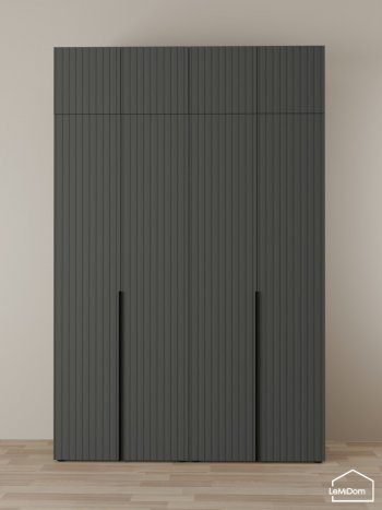 Шкаф с антресолью 1600 мм Linnea MHR-4A-1 2450х1600х510 (Графит-М 11.1.25) в Новоуральске - novouralsk.mebel-e96.ru