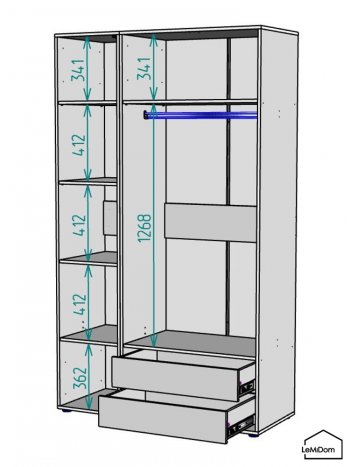 Шкаф Linnea MHR-3-2 2050х1200х510 (Графит-М 11.1.25) в Новоуральске - novouralsk.mebel-e96.ru