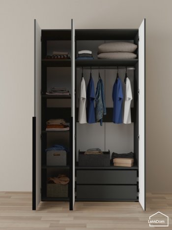 Шкаф Linnea MHR-3-2 2050х1200х510 (Графит-М 11.1.25) в Новоуральске - novouralsk.mebel-e96.ru