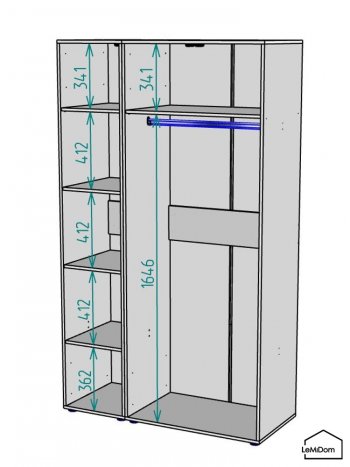 Шкаф Linnea MHR-3-1 2050х1200х510 (Белый-М 11.1.2) в Новоуральске - novouralsk.mebel-e96.ru