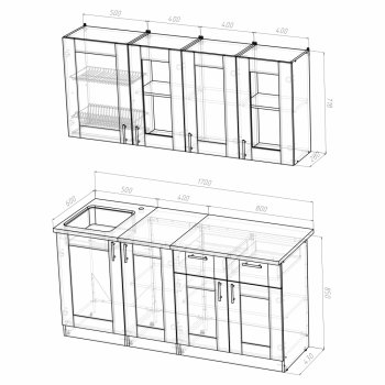 Кухонный гарнитур Лира демо 1700 мм (Герда) в Новоуральске - novouralsk.mebel-e96.ru