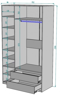 Шкаф Мальта 1350 мм Графит в Новоуральске - novouralsk.mebel-e96.ru