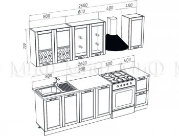 Кухонный гарнитур Милано 2000 мм орех (Миф) в Новоуральске - novouralsk.mebel-e96.ru