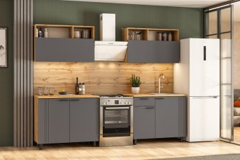 Кухонный гарнитур Монако 2000 мм графит (СВ) в Новоуральске - novouralsk.mebel-e96.ru