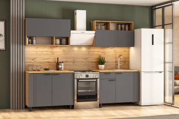 Кухонный гарнитур Монако 2000 мм графит (СВ) в Новоуральске - novouralsk.mebel-e96.ru