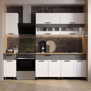 Кухонный гарнитур Монтана 2000 мм белый/графит (БТС) в Новоуральске - novouralsk.mebel-e96.ru