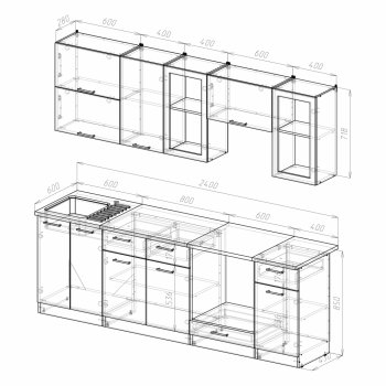 Кухонный гарнитур Ника базис 2400 мм (Герда) в Новоуральске - novouralsk.mebel-e96.ru