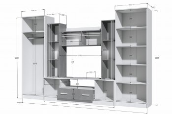 Стенка Николь-2 крафт серый/кашемир (Зарон) в Новоуральске - novouralsk.mebel-e96.ru