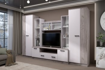 Стенка Николь-2 крафт серый/кашемир (Зарон) в Новоуральске - novouralsk.mebel-e96.ru