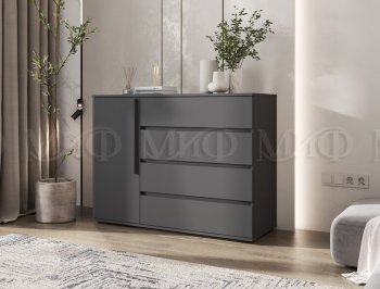 Комод 1 дверь 4 ящика (1200) Норд, графит (Миф) в Новоуральске - novouralsk.mebel-e96.ru