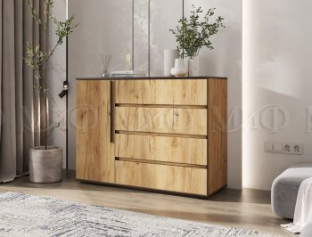 Комод 1 дверь 4 ящика (1200) Норд, дуб крафт (Миф) в Новоуральске - novouralsk.mebel-e96.ru